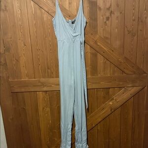 Lulu's Soft Blue Smocked Jumpsuit